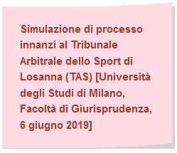 Simulazione procedimento TAS Losanna [Università di Milano, 6 giugno 2019]